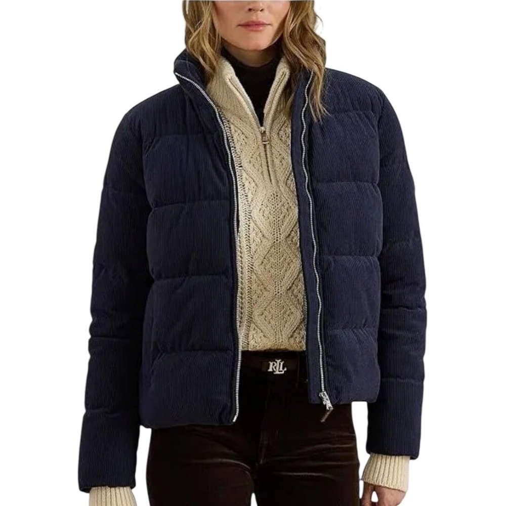Lauren Ralph Lauren NWT Navy Corduroy‎ Puffer Jacket Style 77190R Size M
